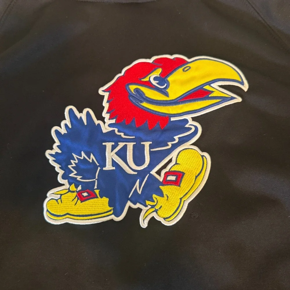 Kansas Jayhawks Hoodie Mens Black Embroidered Pullover Size M‎ Colosseum